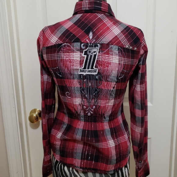 Harley Davidson plaid shirt - Picture 2 of 3